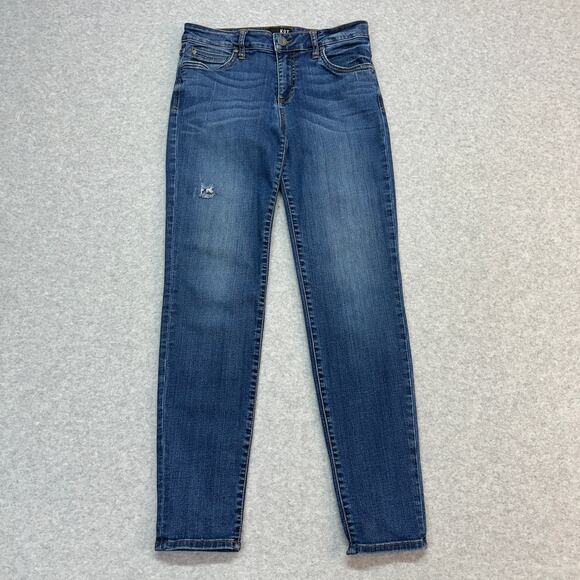 Kut From The Kloth Diana Skinny Jeans WMN 6 Blue Medium Wash Mid Rise Distressed - Picture 1 of 10